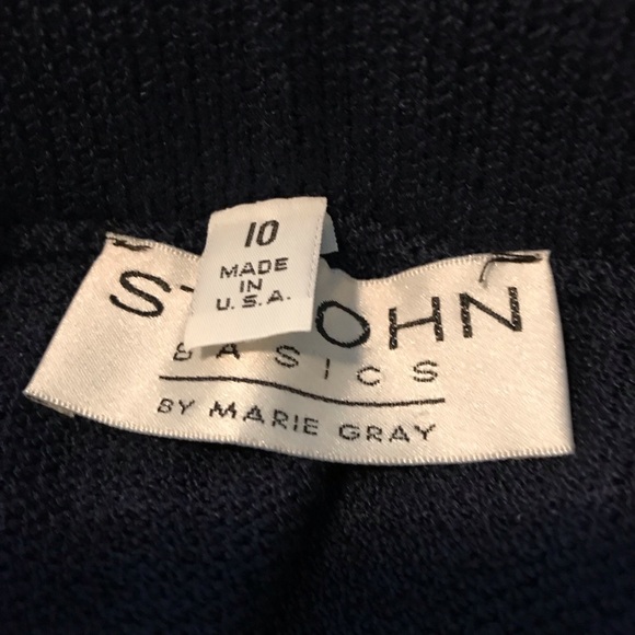 Vintage St John Dark Blue 3-Piece Suit Jacket & Skirt & Cami Sz 6 & 10 See Note - Picture 11 of 15